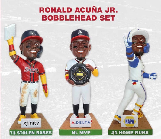 RONALD ACUNA 41 HR, 73 SB, and NL MVP Bobblehead FULL Set SGA (2024)
